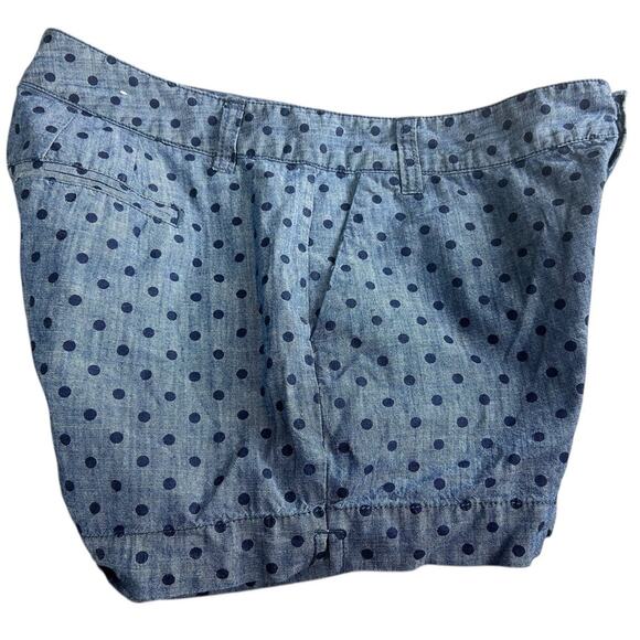 Old Navy Chambray Polka Dot Shorts Sz 4 Cotton Blue Chino Casual 3" Inseam - Picture 2 of 5